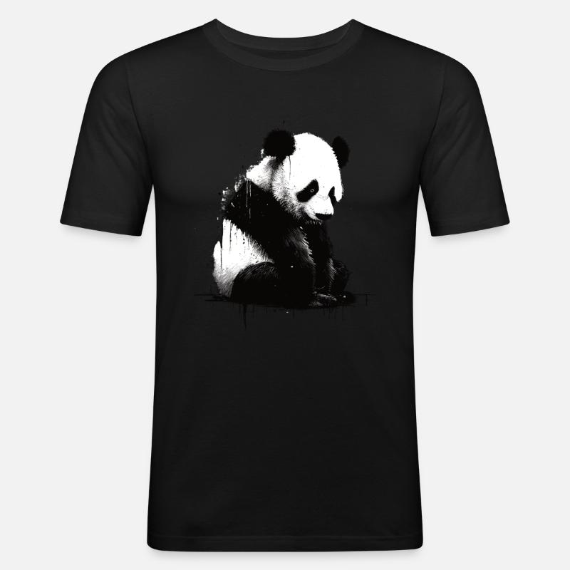 Panda-bär-schablone - Männer Slim Fit T-Shirt - Schwarz