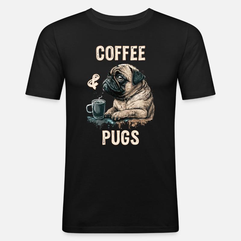 Coffee & Pugs - Men's Slim Fit T-Shirt - black
