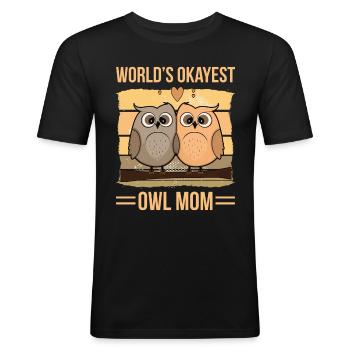 World’s Okayes Owl Maman - T-shirt près du corps Homme - noir - Devant - Nik (191cm)