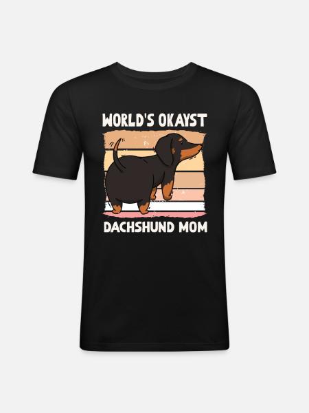 Mondes Okayst teckel Maman - T-shirt près du corps Homme - noir