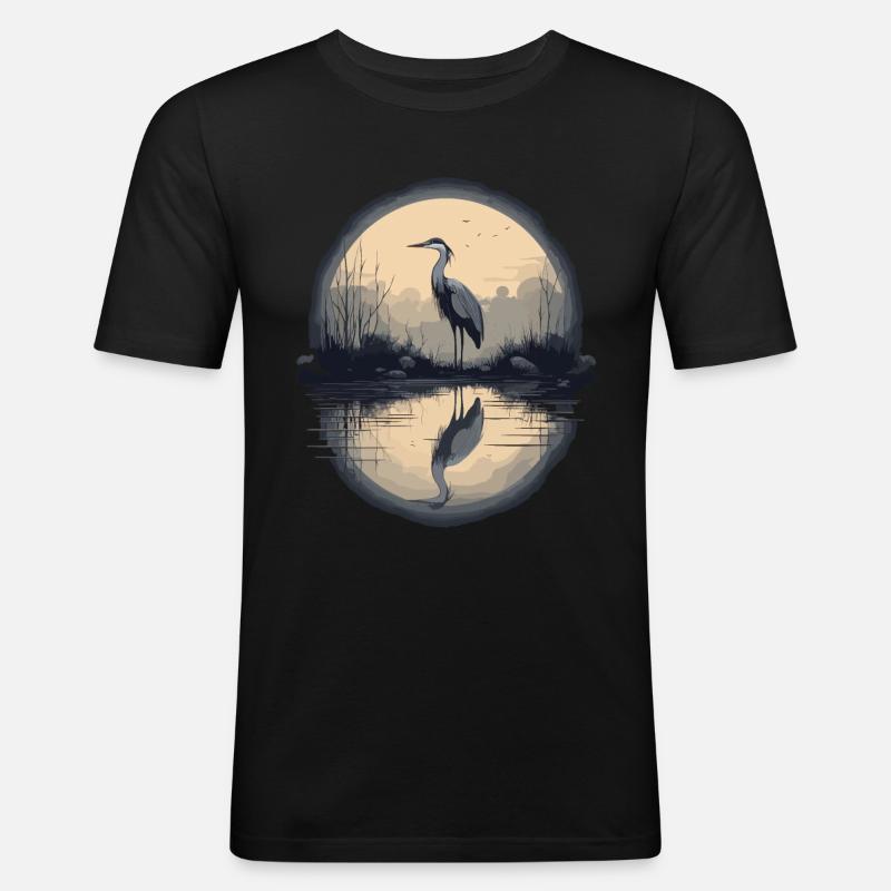Majestätischer Graureiher - Männer Slim Fit T-Shirt - Schwarz