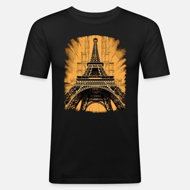 Ikonischer Eiffelturm Pariser Architekturromantik - Männer Slim Fit T-Shirt - Schwarz