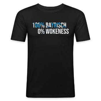 100% Bavarois 0%Éveil - pour les vrais Bavarois - T-shirt près du corps Homme - noir - Devant - Nik (191cm)