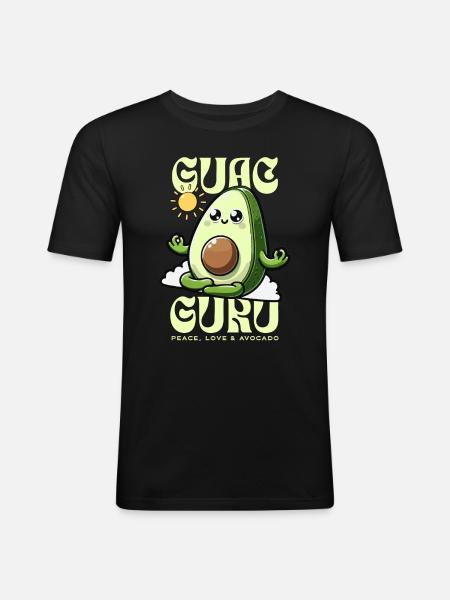 Peace, Love & Avocado – Eco-Friendly - Men's Slim Fit T-Shirt - black