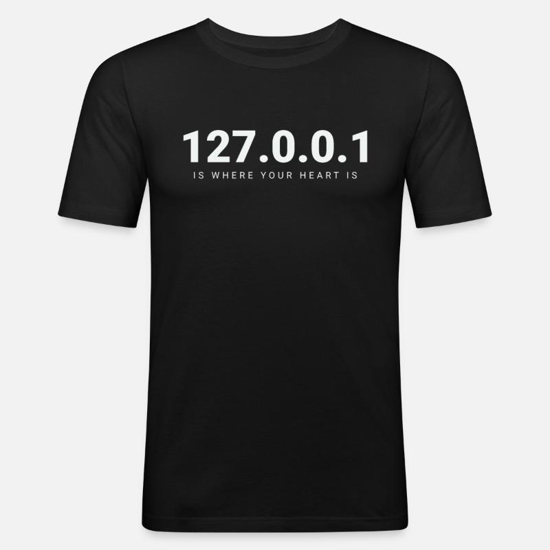 127.0.0.1 - Coders' Sanctuary - Männer Slim Fit T-Shirt - Schwarz