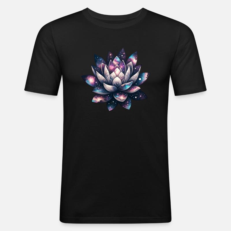 Celestial Bloom Galactic Lotus Unfolding - Männer Slim Fit T-Shirt - Schwarz