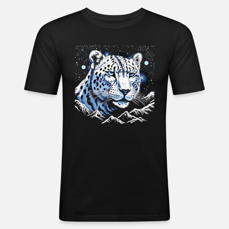 Celestial Snow Leopard Guardian - Men's Slim Fit T-Shirt - black