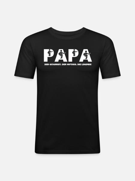 Gitarrist Papa - Männer Slim Fit T-Shirt - Schwarz