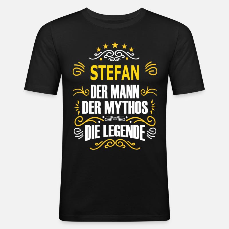 STEFAN - Männer Slim Fit T-Shirt - Schwarz