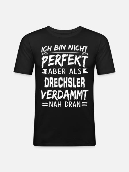 DRECHSLER - Männer Slim Fit T-Shirt - Schwarz