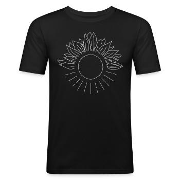 Blume Sonne Sommer Wärme Urlaub Ferien fröhlich - Männer Slim Fit T-Shirt - Schwarz - Vorne - Nik (191cm)