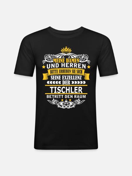 TISCHLER - Männer Slim Fit T-Shirt - Schwarz