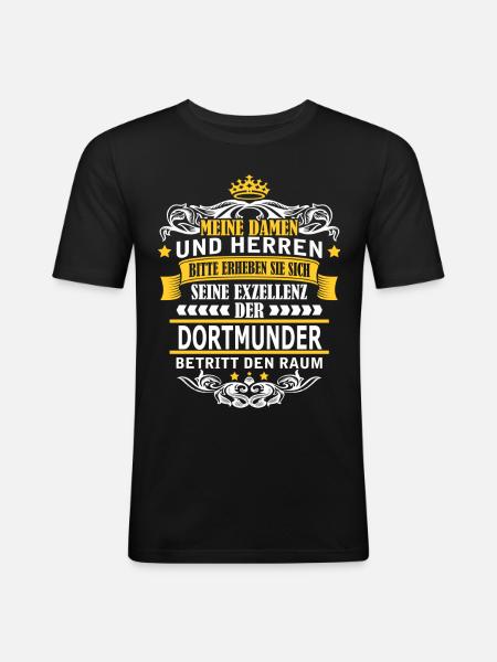 DORTMUND - Männer Slim Fit T-Shirt - Schwarz