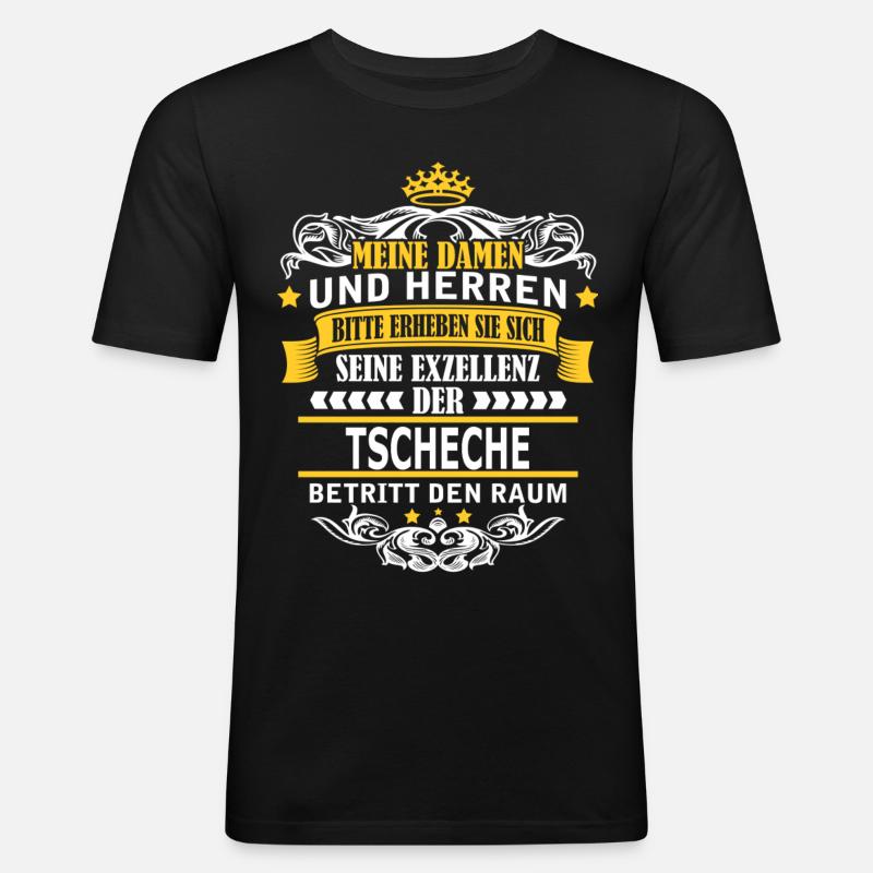 TSCHECHE - Männer Slim Fit T-Shirt - Schwarz