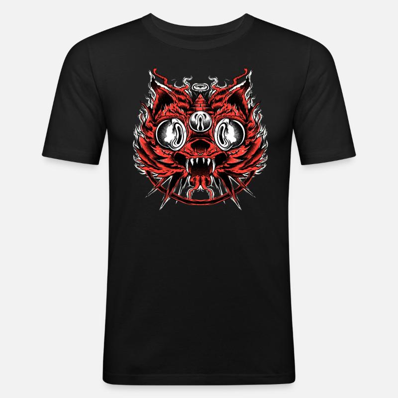 all seeing Fox - Männer Slim Fit T-Shirt - Schwarz