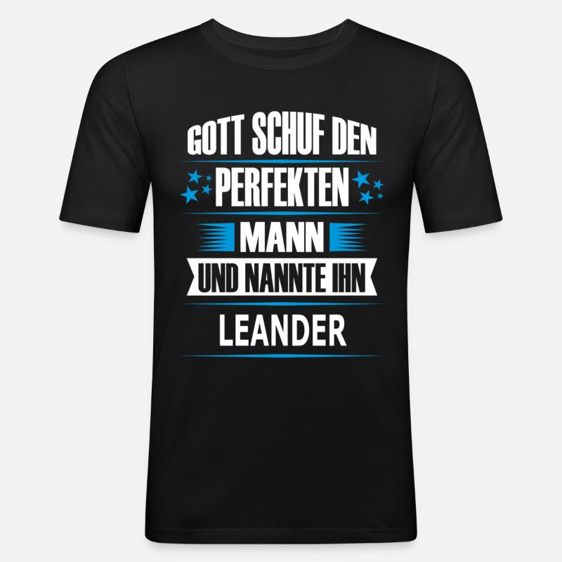 LEANDER - Männer Slim Fit T-Shirt - Schwarz