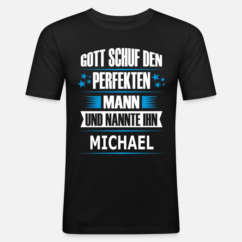 MICHAEL - Männer Slim Fit T-Shirt - Schwarz