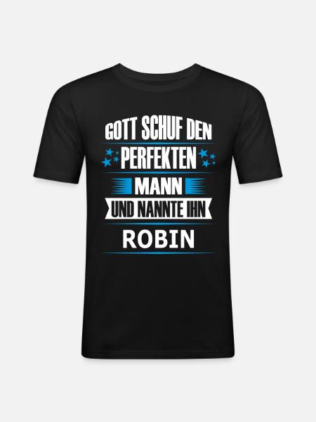 ROBIN - Männer Slim Fit T-Shirt - Schwarz