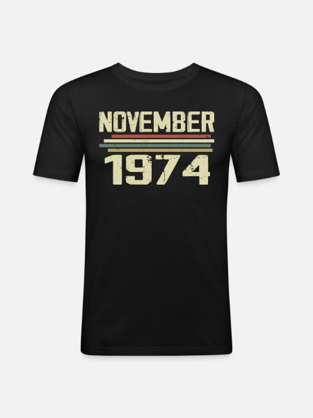 Vintage November 1974 Vintage Retro November 1974 - Men's Slim Fit T-Shirt - black