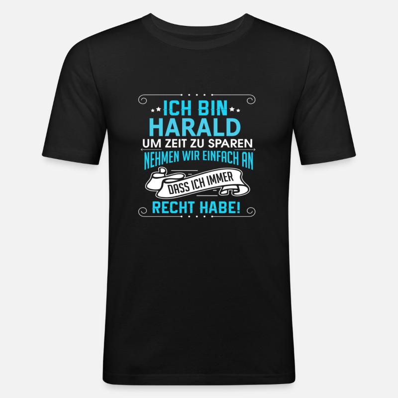 HARALD - Männer Slim Fit T-Shirt - Schwarz