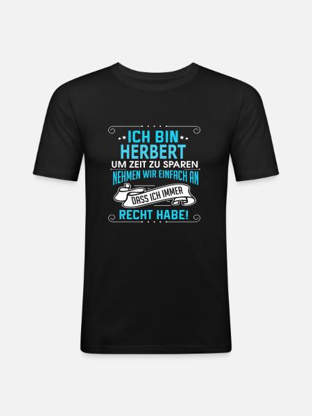 HERBERT - Männer Slim Fit T-Shirt - Schwarz