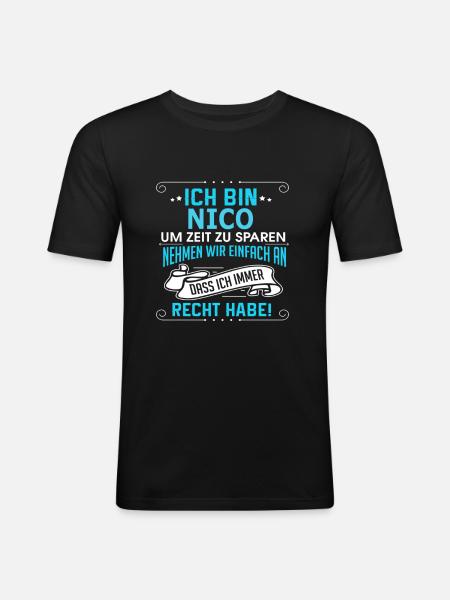 NICO - Männer Slim Fit T-Shirt - Schwarz