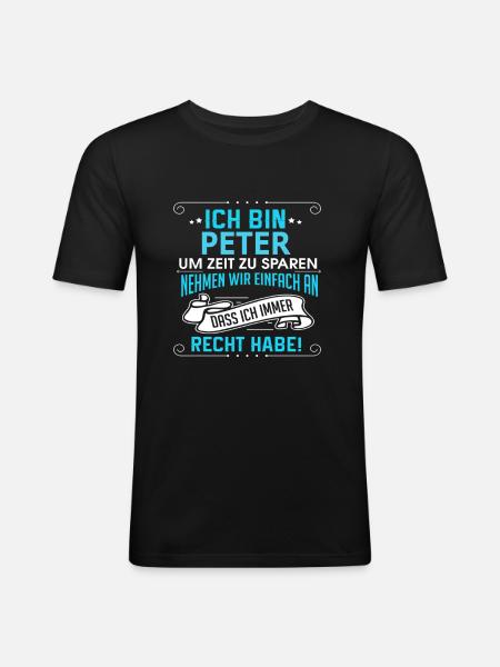 PETER - Männer Slim Fit T-Shirt - Schwarz