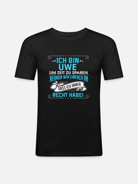 UWE - Männer Slim Fit T-Shirt - Schwarz