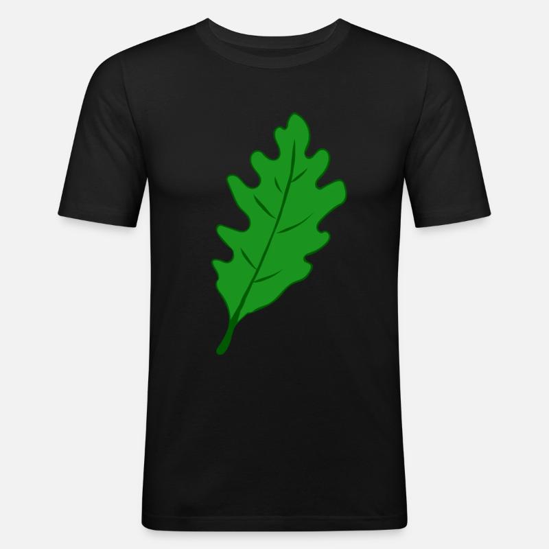 Eiche - Eichenblatt - Männer Slim Fit T-Shirt - Schwarz