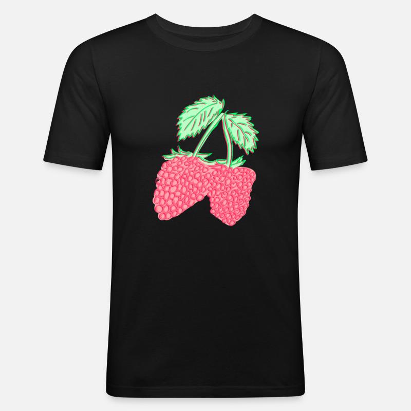 Raspberry - raspberry - plant - Men's Slim Fit T-Shirt - black