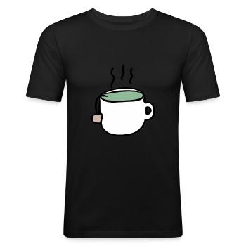 Tee - Männer Slim Fit T-Shirt - Schwarz - Vorne - Nik (191cm)