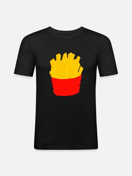 Pommes - Essen - Geschenk - Männer Slim Fit T-Shirt - Schwarz
