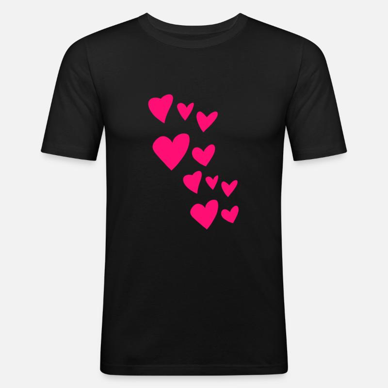 Herzen - Männer Slim Fit T-Shirt - Schwarz