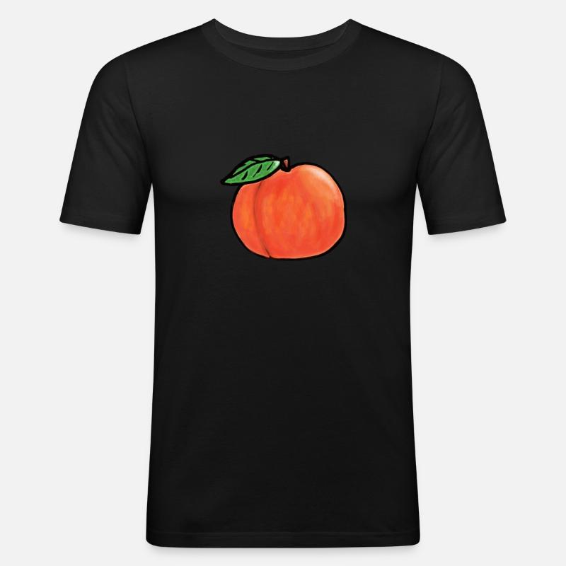 Pfirsich - Männer Slim Fit T-Shirt - Schwarz