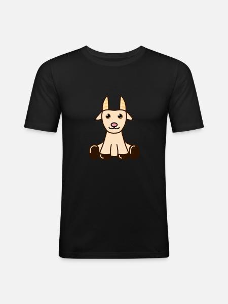 Ziege - Männer Slim Fit T-Shirt - Schwarz