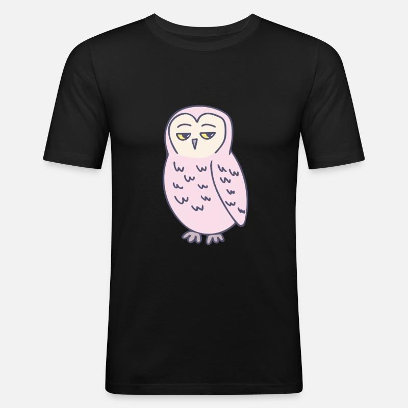 Eule Genervt Lustig - Männer Slim Fit T-Shirt - Schwarz
