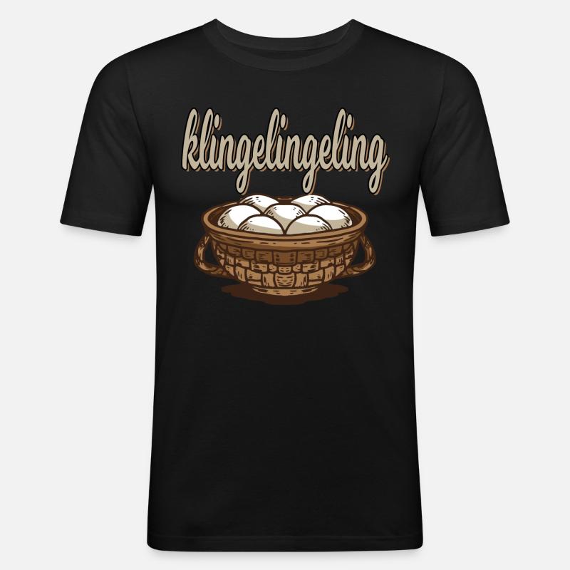 Klingelingeling für einen Eiermann und - Männer Slim Fit T-Shirt - Schwarz
