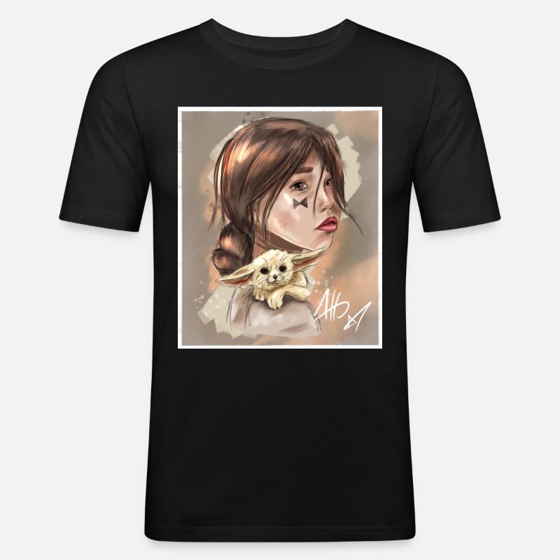 Sand Mädchen - Männer Slim Fit T-Shirt - Schwarz
