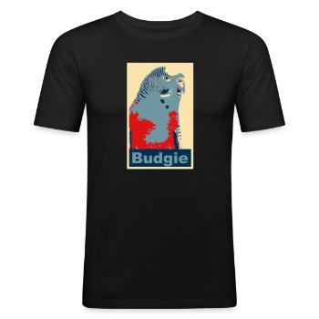Perruche budgie image - T-shirt près du corps Homme - noir - Devant - Nik (191cm)