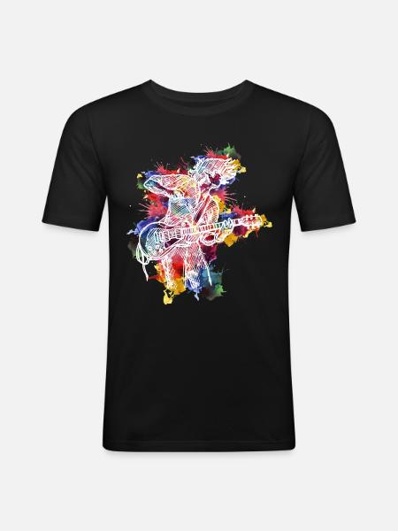 Gitarren-Evolution-Aquarell-Design für - Männer Slim Fit T-Shirt - Schwarz