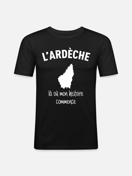 ardeche-histoire - T-shirt près du corps Homme - noir