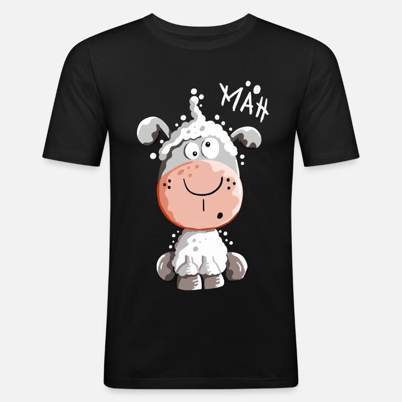 Drolliges Schaf - Schafe - Lamm - Fun - Männer Slim Fit T-Shirt - Schwarz