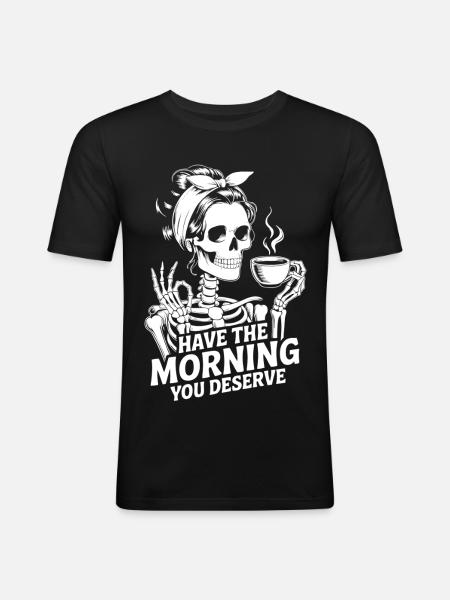 Coffee Kick Skeleton Morning Ritual - Men's Slim Fit T-Shirt - black