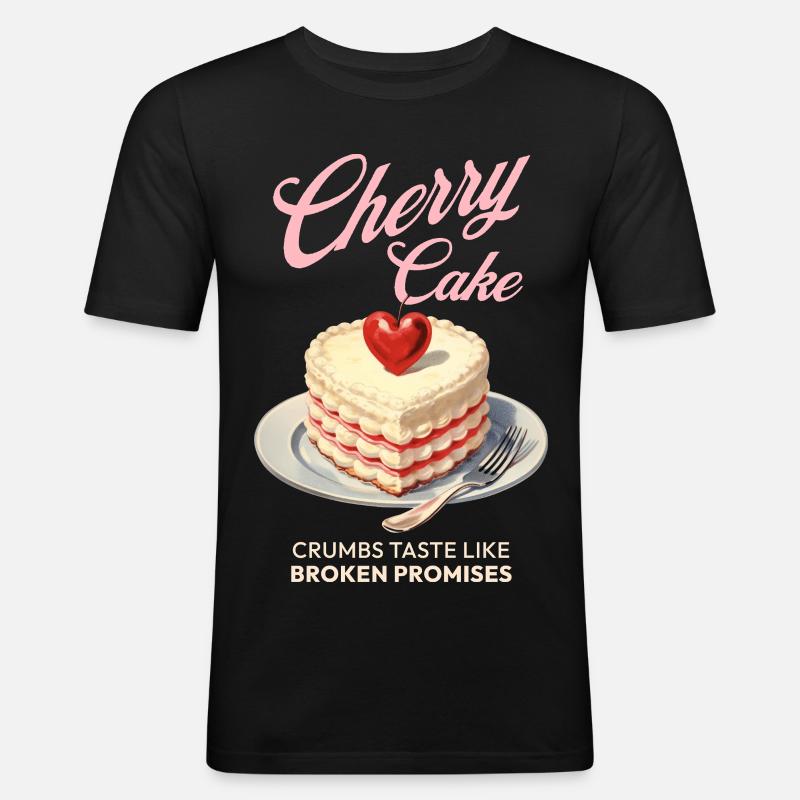 Kirschen Kirschkuchen Backen Geschenk - Männer Slim Fit T-Shirt - Schwarz