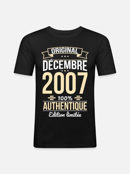 18th Birthday - Original - December 2007 - Men's Slim Fit T-Shirt - black