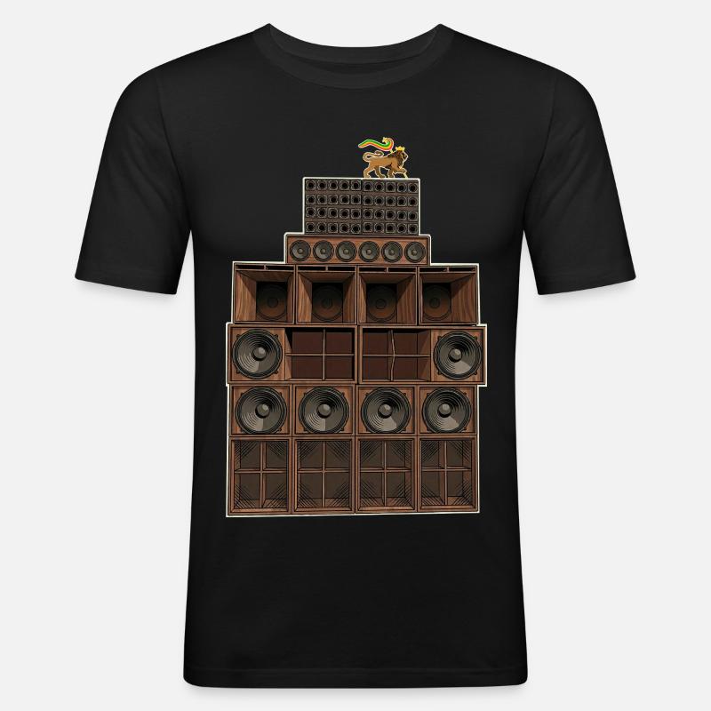 Reggae Soundsystem - Männer Slim Fit T-Shirt - Schwarz