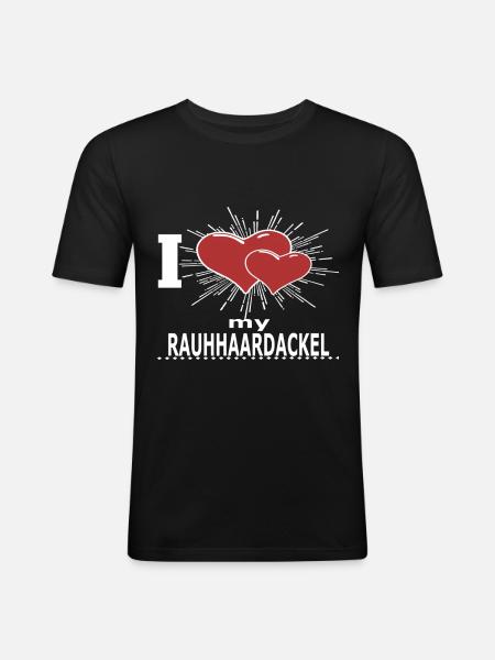 RAUHHAARDACKEL - Männer Slim Fit T-Shirt - Schwarz