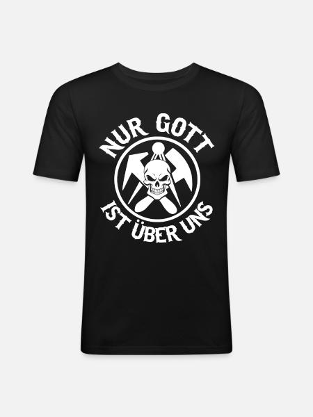 Dachdecker - Nur Gott - Männer Slim Fit T-Shirt - Schwarz
