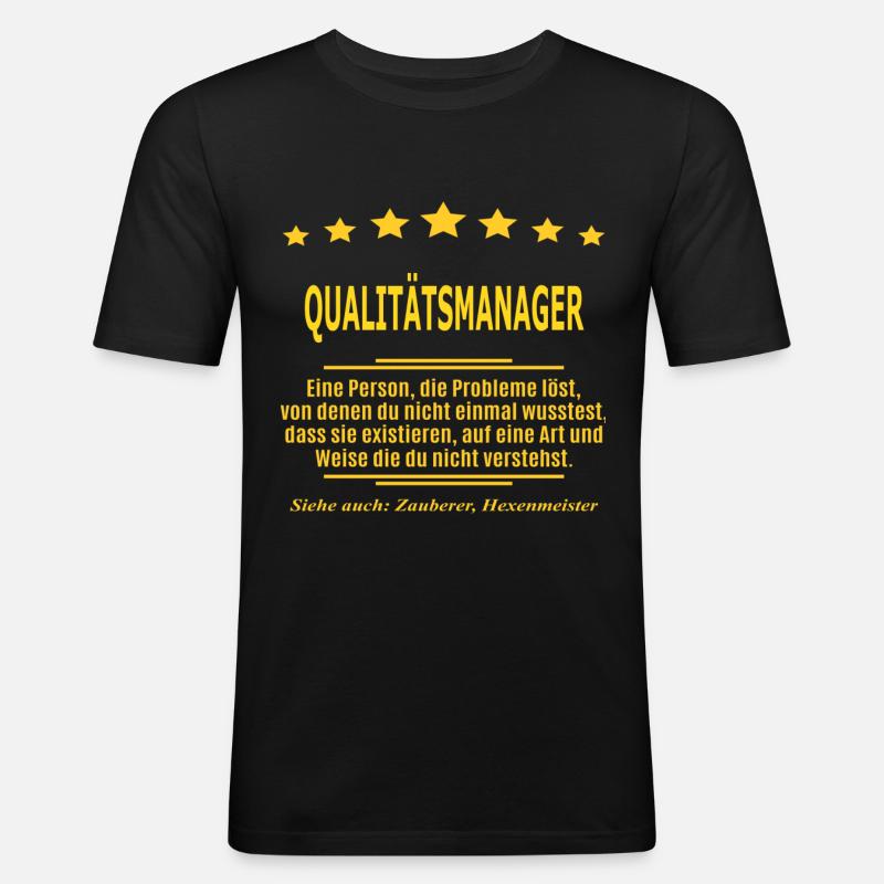 QUALITÄTSMANAGER - Männer Slim Fit T-Shirt - Schwarz