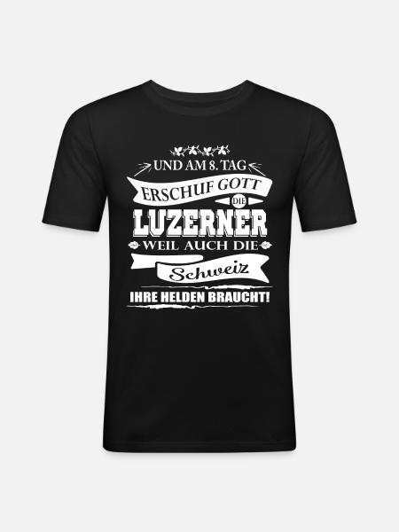 Luzerner-Schweiz - Männer Slim Fit T-Shirt - Schwarz
